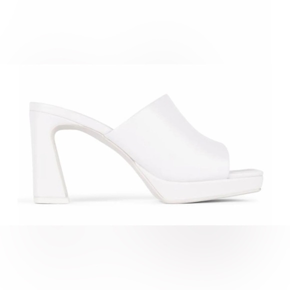 Jeffrey Campbell white leather Dress Code platform sandal. Size 8.5 - Picture 1 of 8